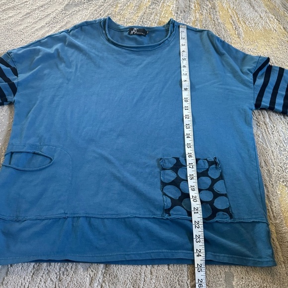 Fenini matching set lagenlook long sleeve pull on balloon pants blue medium - Picture 3 of 12